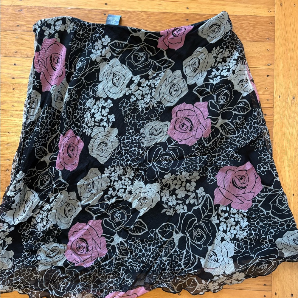 Floral Black and Pink Women's Skirt